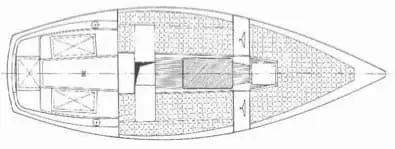 Bootsverleih Kielhorn / Steg N 21 Neptun 22 mieten und segeln-Kojen-Plan auf dem Steinhuder Meer